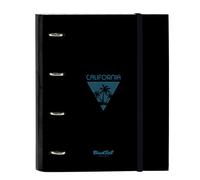 Safta BLACKFIT8 CALIFORNIA - 4 Ring Binder 35 cm with 100 A4 Sheets, Ideal for Children of Different Ages, Comfortable and Versatile, Quality and Resistance, 27 x 3.5 x 32 cm, black/blue, M, Casual