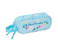 Safta - Blackfit8 Petals Double School Pencil Case, School Organizer with Two Compartments and Zippers, Side Handle, Pencil Case for Children and Youth, Back to School, Blue, Measures 21 x 6 x 8 cm