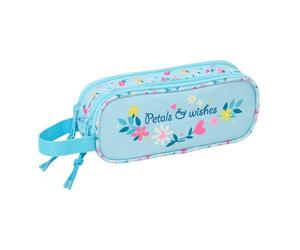 Safta - Blackfit8 Petals Double School Pencil Case, School Organizer with Two Compartments and Zippers, Side Handle, Pencil Case for Children and Youth, Back to School, Blue, Measures 21 x 6 x 8 cm