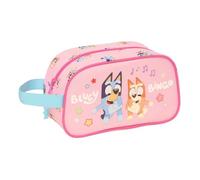 Safta - Bluey Dance Toiletry Bag Adaptable to Cart, Side Hand Handle, School Organizer with Zip, Pink Print with Bluey and Bingo, School Toiletry Bag, Measures 26 x 12 x 15 cm