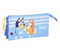 Safta Bluey Let's Play - Triple Pencil Case, Children's Pencil Case, Ideal for School Age Children, Comfortable and Versatile, Quality and Resistance, 22 x 3 x 12 cm, blue, M, Casual