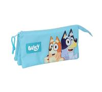 Safta Blue - Triple Pencil Case, Children's Pencil Case, Ideal for School Ages, Comfortable and Versatile, Quality and Resistance, 22 x 3 x 12 cm, Sky Blue, Light Blue, Estándar, Casual