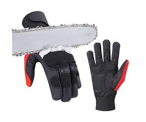 SAFTA Chainsaw Gloves Class 1 | 17-Layer Cut Resistant Safety Gloves Left Hand | EN ISO 11393-4:2019 & EN 388 Certified | Goatskin Leather Forestry & Gardening Work Gloves | Men & Women (M)