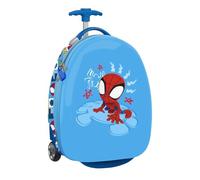 Safta - Children's suitcase with wheels 16″ Spidey Rescue, Hard Shell ABS + PC, Lined Interior with Mesh Pocket with Zip, Elastic Straps for Luggage Holder, Blue, Measures 11 x 23 x 43 cm