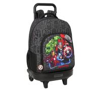 Safta AVENGERS VENDETTA - Large Backpack with Wheels, Compact, Removable, Ideal for Children of Different Ages, Comfortable and Versatile, Quality and Resistance, 33 x 22 x 45 cm, Black/White, M,