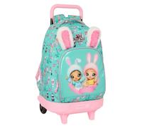 Safta NANANA BUNNY - Large Backpack with Wheels, Compact, Removable, Ideal for Children of Different Ages, Comfortable and Versatile, Quality and Resistance, 33 x 22 x 45 cm, Turquoise/Pink, M, Casual