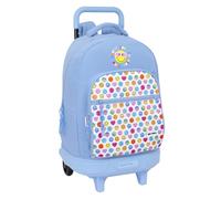 SMILEY WORLD JOYFUL - Large Backpack with Wheels, Compact, Removable, Ideal for Children of Different Ages, Comfortable and Versatile, Quality and Resistance, 33 x 22 x 45 cm, Light Blue/Multicolor,