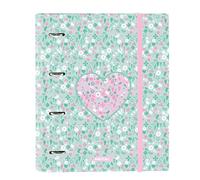 SAFTA Cuore - 4 Ring Binder 35 cm with 100 A4 Sheets, Ideal for Children of Different Ages, Comfortable and Versatile, Quality and Resistance, 27 x 3.5 x 32 cm, Mint, Mediano, Casual