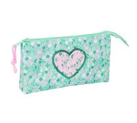 Safta CUORE - Triple Pencil Case, Children's Pencil Case, Ideal for School-Aged Children, Comfortable and Versatile, Quality and Resistance, 22 x 3 x 12 cm, Mint, M, Casual