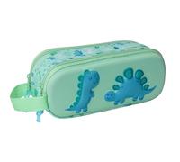 Safta DINO 3D - Double 3D Pencil Case, Children's Pencil Case, Ideal for School Age Children, Comfortable and Versatile, Quality and Resistance, 21 x 6 x 8 cm, mint green, M, Casual