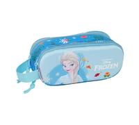 Safta - Disney Frozen 3D Double School Pencil Case, Children's School Organizer with Two Separate Compartments and Zippers, Side Hand Handle, Measures 21 x 6 x 8 cm, Pencil Case 2 Compartments
