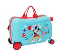 Safta - Disney Mickey Mouse Baby Children's Suitcase, Ride-On Suitcase with 4 Double Wheels 360° Rotation, ABS+PC, Lined Interior with Divider and Zip Pocket, Shoulder Strap and Handles, Measures 44 x