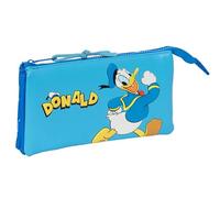 Safta Donald Children's - Triple Pencil Case, Children's Pencil Case, Ideal for Children of School Age, Comfortable and Versatile, Quality and Resistance, 22 x 3 x 12 cm, Blue, Blue, Estándar, Casual