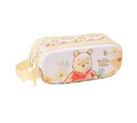 Safta - Double 3D Disney Winnie The Pooh School Pencil Case, Children's School Pencil Case with Two Separate Compartments and Zippers, Side Hand Handle, Measures 21 x 6 x 8 cm