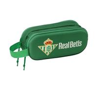 Safta - Double 3D Real Betis Football Pencil Case, Youth Pencil Case with Two Separate Compartments and Zippers, Side Handle, Back to School Organizer, Green, Measures 21 x 6 x 8 cm