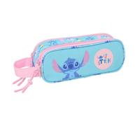 Safta - Double Stitch Waves School Pencil Case, Children's School Pencil Case with Two Separate Compartments and Zippers, Side Hand Handle, Measures 21 x 6 x 8 cm, School Pencil Case 2 Compartments
