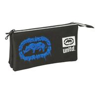 Safta ECKO UNLTD. WORLDWIDE - Triple Pencil Case, Children's Pencil Case, Ideal for School Age Children, Comfortable and Versatile, Quality and Resistance, 22 x 3 x 12 cm, Black/White, M, Casual