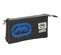 Safta ECKO UNLTD. WORLDWIDE - Triple Pencil Case, Children's Pencil Case, Ideal for School Age Children, Comfortable and Versatile, Quality and Resistance, 22 x 3 x 12 cm, Black/White, M, Casual