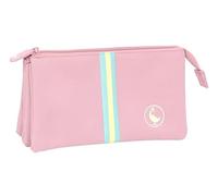 Safta EL GANSO BASICS - Triple Pencil Case, Children's Pencil Case, Ideal for School Age Children, Comfortable and Versatile, Quality and Resistance, 22 x 3 x 12 cm, pink, M, Casual
