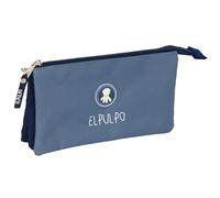 Safta EL OCTOPO - Triple Pencil Case, Children's Pencil Case, Ideal for Children of School Age, Comfortable and Versatile, Quality and Resistance, 22 x 3 x 12 cm, Blue/Navy Blue, M, Casual