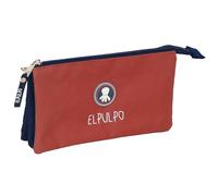 Safta EL OCTOPO - Triple Pencil Case, Children's Pencil Case, Ideal for Children of School Age, Comfortable and Versatile, Quality and Resistance, 22 x 3 x 12 cm, Boiler Red/Navy Blue, M, Casual
