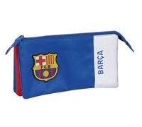 Safta F.C. BARCELONA 2nd Team - Triple Pencil Case, Children's Pencil Case, Ideal for School Age Children, Comfortable and Versatile, Quality and Resistance, 22 x 3 x 12 cm, Blue and Garnet, Blue /