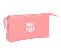 Safta F.C.Barcelona Chica - Triple Pencil Case, Children's Pencil Case, Ideal for School Children, Comfortable and Versatile, Quality and Resistance, 22 x 3 x 12 cm, Coral, Coral Garden, Estándar,
