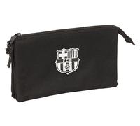Safta F.C.Barcelona Chica - Triple Pencil Case, Children's Pencil Case, Ideal for School Children, Comfortable and Versatile, Quality and Resistance, 22 x 3 x 12 cm, Black, Black/White, Estándar,
