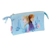 Safta Frozen Ice Magic - Triple Pencil Case, Children's Pencil Case, Ideal for School-Age Children, Comfortable and Versatile, Quality and Resistance, 22 x 3 x 12 cm, Light Blue, M, Casual