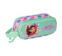 safta GABBY'S DOLLHOUSE 3D Double Pencil Case, 3D Pencil Case for Children, Ideal for School Children, Comfortable and Versatile, Quality and Durability, 21 x 6 x 8 cm, Multicoloured, M, Casual