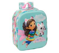 safta GABBY'S DOLLHOUSE 3D Nursery Backpack 3D Adaptable to Cart Easy Cleaning, Ideal for Children of Different Ages, Comfortable and Versatile, Quality and Strength, 22 x 10 x 27 cm,