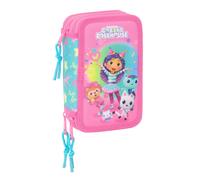 safta GABBY'S DOLLHOUSE CONFETTI School Pencil Case with 37 Tools Included, Children's Pencil Case, Ideal for Ages 5-14, Comfortable and Versatile, Quality and Strength, 12.5 x 5.5 x, Pink/Turquoise