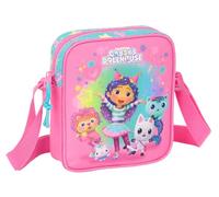 safta GABBY'S DOLLHOUSE CONFETTI Small Shoulder Bag, Children's Bag, Ideal for Children from 5 to 14 Years, Comfortable and Versatile, Quality and Durability, 16 x 4 x 18 cm, Pink/Turquoise, M, Casual