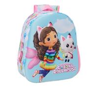 safta GABBY'S DOLLHOUSE - School Backpack, with 3D Design, Adaptable to Cart, Ideal for Children of Different Ages, Comfortable and Versatile, Quality and Resistance, 27 x 10 x 33 cm, Light