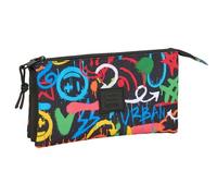SAFTA GRAFFITI COLORS - Triple Pencil Case, Children's Pencil Case, Ideal for School Age Children, Comfortable and Versatile, Quality and Resistance, 22 x 3 x 12 cm