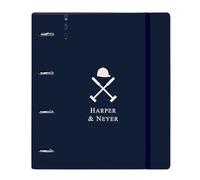 Safta Harper & Neyer - Carpeblock with 4 Rings of 35 mm, with Refill, with 100 A4 Sheets, Ideal for Children of Different Ages, Comfortable and Versatile, Quality and Resistance, 27 x 4 x 32 cm, navy,