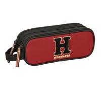 Safta - Harry Potter Hogwarts Double School Pencil Case, Youth School Pencil Case with 2 Separate Compartments and Zippers, Side Handle, Measures 21 x 6 x 8 cm, School Pencil Case 2 Compartments