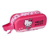 Safta HELLO KITTY 3D - Double 3D Pencil Case, Children's Pencil Case, Ideal for School Age Children, Comfortable and Versatile, Quality and Resistance, 21 x 6 x 8 cm, pink, M, Casual