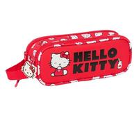 Safta Hello Kitty Iconic - Double Child's Pencil Case, Children's Pencil Case, Ideal for School Age Children, Comfortable and Versatile, Quality and Resistance, 21 x 6 x 8 cm, Red/White, M, Casual