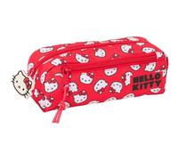 Safta Hello Kitty Iconic - Small Triple Pencil Case, Children's Pencil Case, Ideal for School Age Children, Comfortable and Versatile, Quality and Resistance, 22 x 6 x 8.5 cm, Red/White, M, Casual