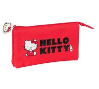 safta Hello Kitty Iconic - Triple Pencil Case, Children's Pencil Case, Ideal for Children of School Age, Comfortable and Versatile, Quality and Resistance, 22 x 3 x 12 cm, Red/White, M, Casual
