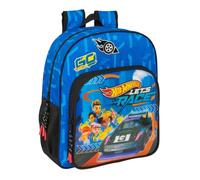 Safta HOT WHEELS LET'S RACE - Children's School Backpack, Adaptable to Trolley, Ideal for School Ages, Comfortable and Versatile, Quality and Resistance, 32 x 12 x 38 cm, Blue/Black, M, Casual