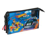 Safta Hot Wheels Let's Race - Triple Pencil Case, Children's Pencil Case, Ideal for School Age Children, Comfortable and Versatile, Quality and Resistance, 22 x 3 x 12 cm, Blue/Black, M, Casual