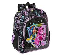 Safta Monster High School Backpack for Kids, Adaptable to the Pram, Ideal for School Age, Comfortable and Versatile, Quality and Durability, 32 x 12 x 38 cm, Black, Black, black, Estándar, Casual