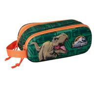 Safta JURASSIC WORLD 3D - Double 3D Pencil Case, Children's Pencil Case, Ideal for School Age Children, Comfortable and Versatile, Quality and Resistance, 21 x 6 x 8 cm, dark green, M, Casual
