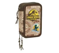 safta Jurassic World T-Rex Dinosaur Dinosaur Pencil Case with 3 Compartments, beige, brown, 19,5 x 12,5 x 5,5 cm