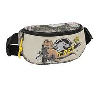 Safta Jurassic World Warning - Children's Waist Bag, Ideal for Young People and Children of Different Ages, Comfortable and Versatile, Quality and Resistance, 23 x 9 x 14 cm, Grey, Grey, Estándar,