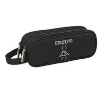 Safta Kappa Dark - Double Child's Pencil Case, Children's Pencil Case, Ideal for School Age Children, Comfortable and Versatile, Quality and Resistance, 21 x 6 x 8 cm, Black/White, M, Casual