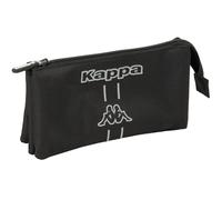 Safta KAPPA Dark - Triple Pencil Case, Children's Pencil Case, Ideal for School Age Children, Comfortable and Versatile, Quality and Resistance, 22 x 3 x 12 cm, Black/White, M, Casual