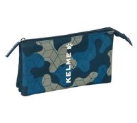Safta KELME EPIC - Triple Pencil Case, Children's Pencil Case, Ideal for School Age Children, Comfortable and Versatile, Quality and Resistance, 22 x 3 x 12 cm, navy, M, Casual